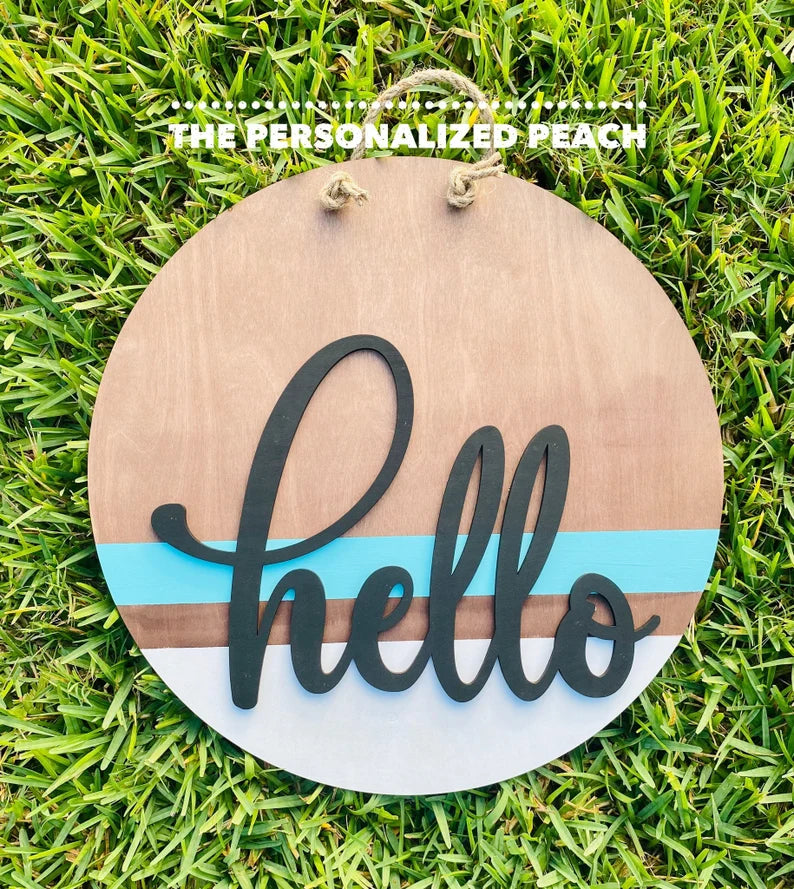 Welcome Sign Wooden outlet Door Hanger