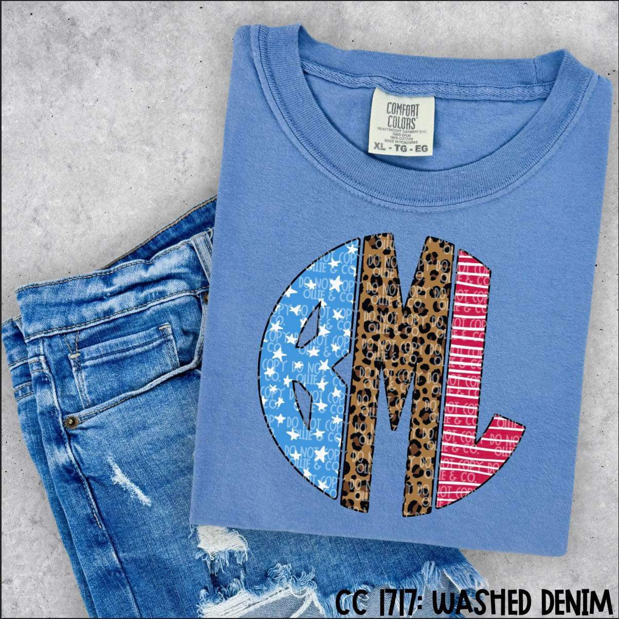 Stars, Stripes & Leopard Monogram Youth Shirt