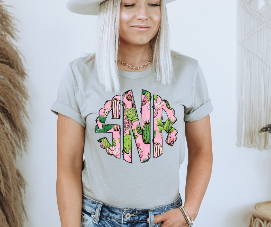 Pink Cactus Monogram Shirt