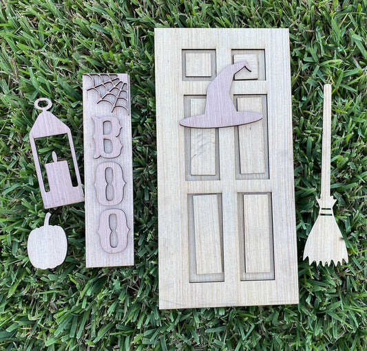 Miniature front door display Halloween decor