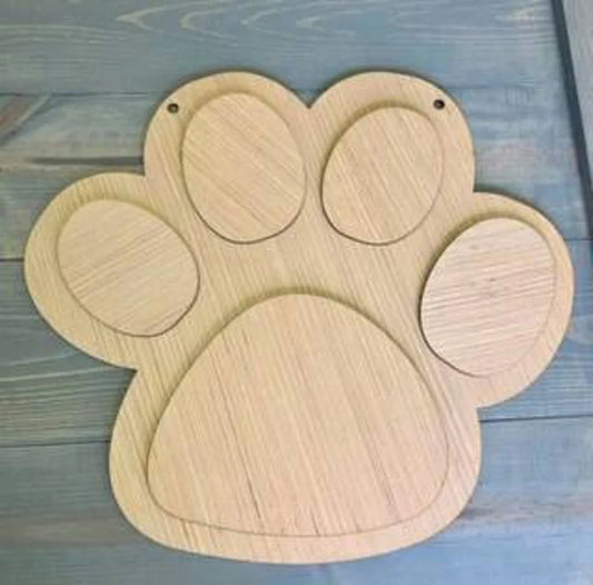 DIY / Blank Dog Paw/ Front Door Hanger/ Laser Cut