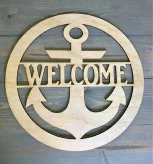 DYI/ Welcome Anchor / Blank Front Door Hanger / Laser Cut