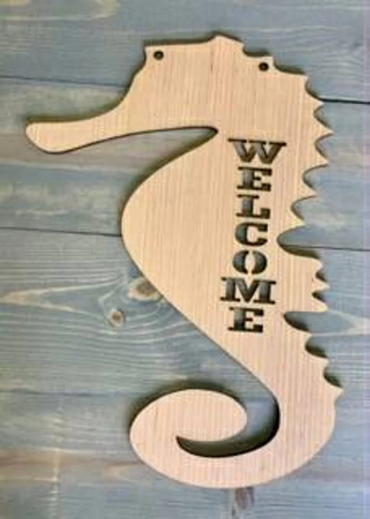 DIY/ Welcome Sea Horse /Front Door Hanger / Nautical/ Beach Theme