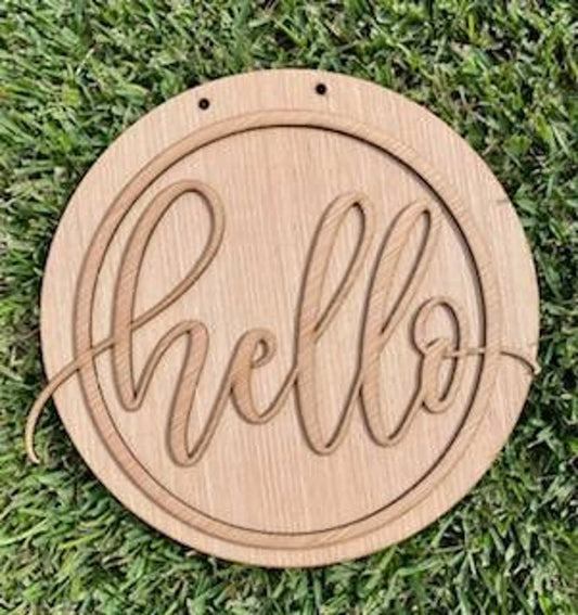 DIY/ Hello Circle/Laser Cut/ Front Door Hanger / Blank for Paint Parties