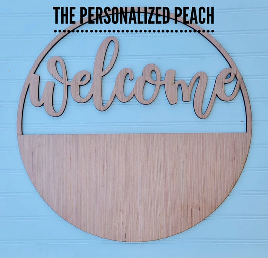 Welcome around / Door Hanger Template/ wood flower decor