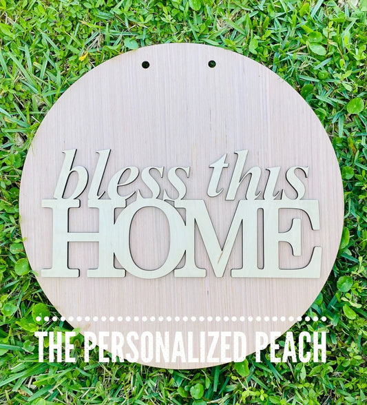 Bless this a home Wood around Door hanger blank template