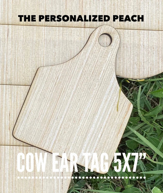 Laser cut cow ear tag shape/ blank door hanger