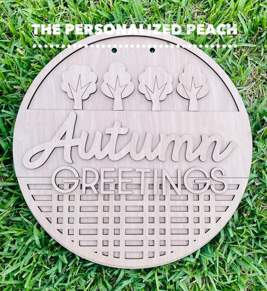 Autumn Greetings door hanger blank/ fall door hanger template / Doorhanger DIY