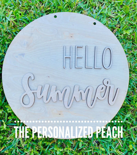 DIY Hello Summer Round Door Hanger/ DIY Template/ Blank Door Hanger