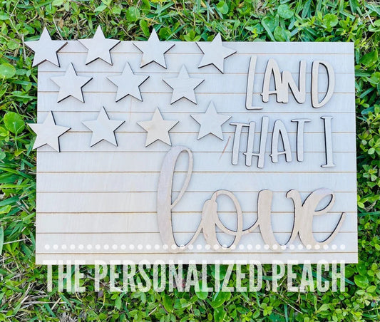 Land That I Love/ DIY American Flag Template/ Stars and Stripes Door Hanger