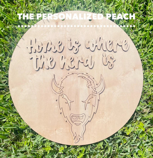 Home is Where the Herd Is/ DIY Door Blank Door Hanger Round/ door Hanger Template