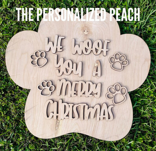 We Woof You A Merry Christmas Door Hanger/ DIY Holiday Door/ Blank Template