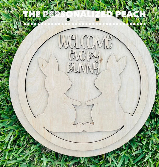 Every Bunny Welcome laser cut Easter Door hanger/ Spring Doorhanger template