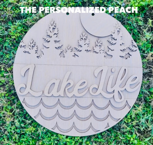 Lake Life laser cut door hanger blank/ Summer Doorhanger template