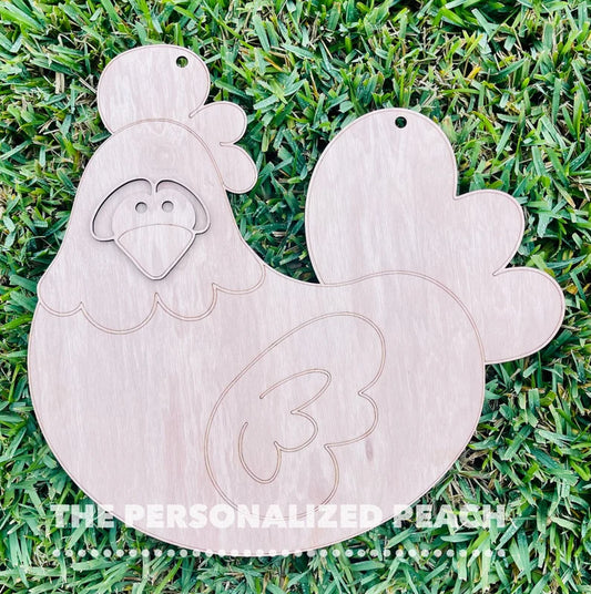 Laser cut Chicken door hanger blank/ Hen or Rooster door hanger template