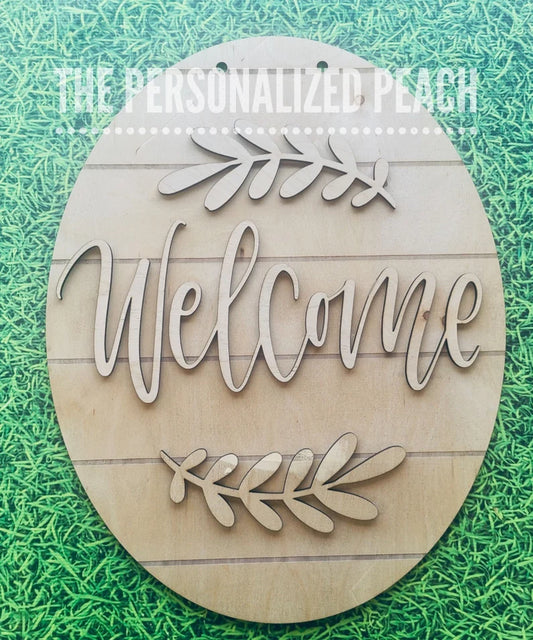 Laser cut shiplap welcome door hanger farmhouse door hanger blank