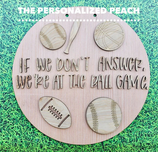 At the Ballfield Sports laser cut door hanger blank baseball basketball softball football