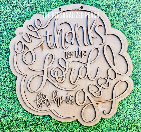 Give Thanks door hanger blank/ Thanksgiving laser cut Doorhanger