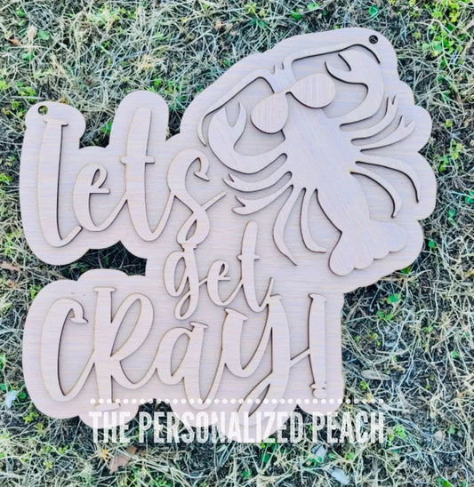 Let’s get cray laser cut crawfish door hanger/ wood Doorhanger blank