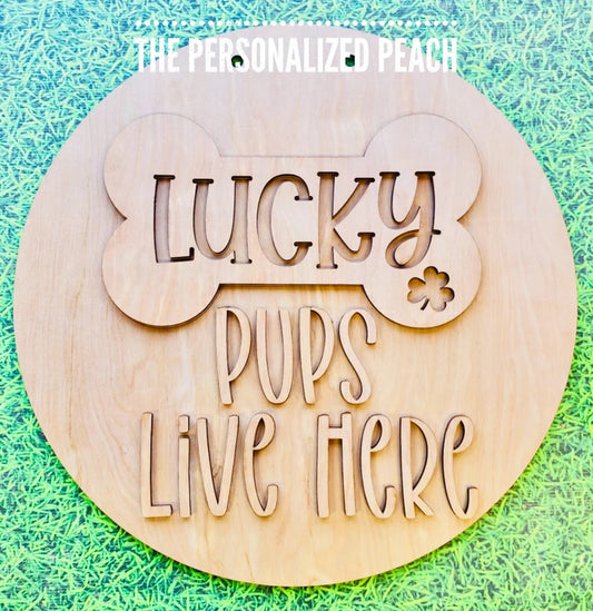 Lucky dog St. Patrick’s Day laser cut wood Doorhanger blank/ laser cut door hanger spring